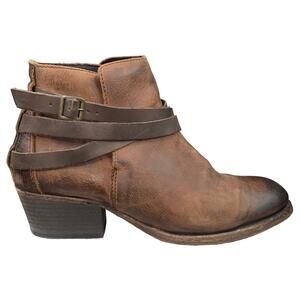 H By Hudson Women's Horrigan Brown Leather Distressed Ankle Boot Size 41 US 10.5